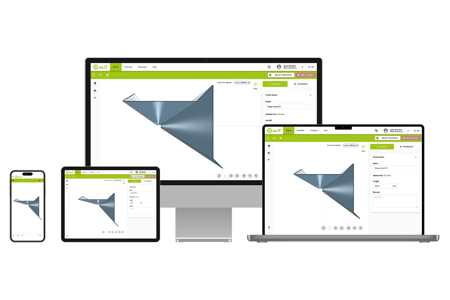 nuIT shown on a desktop monitor, laptop, tablet and smartphone