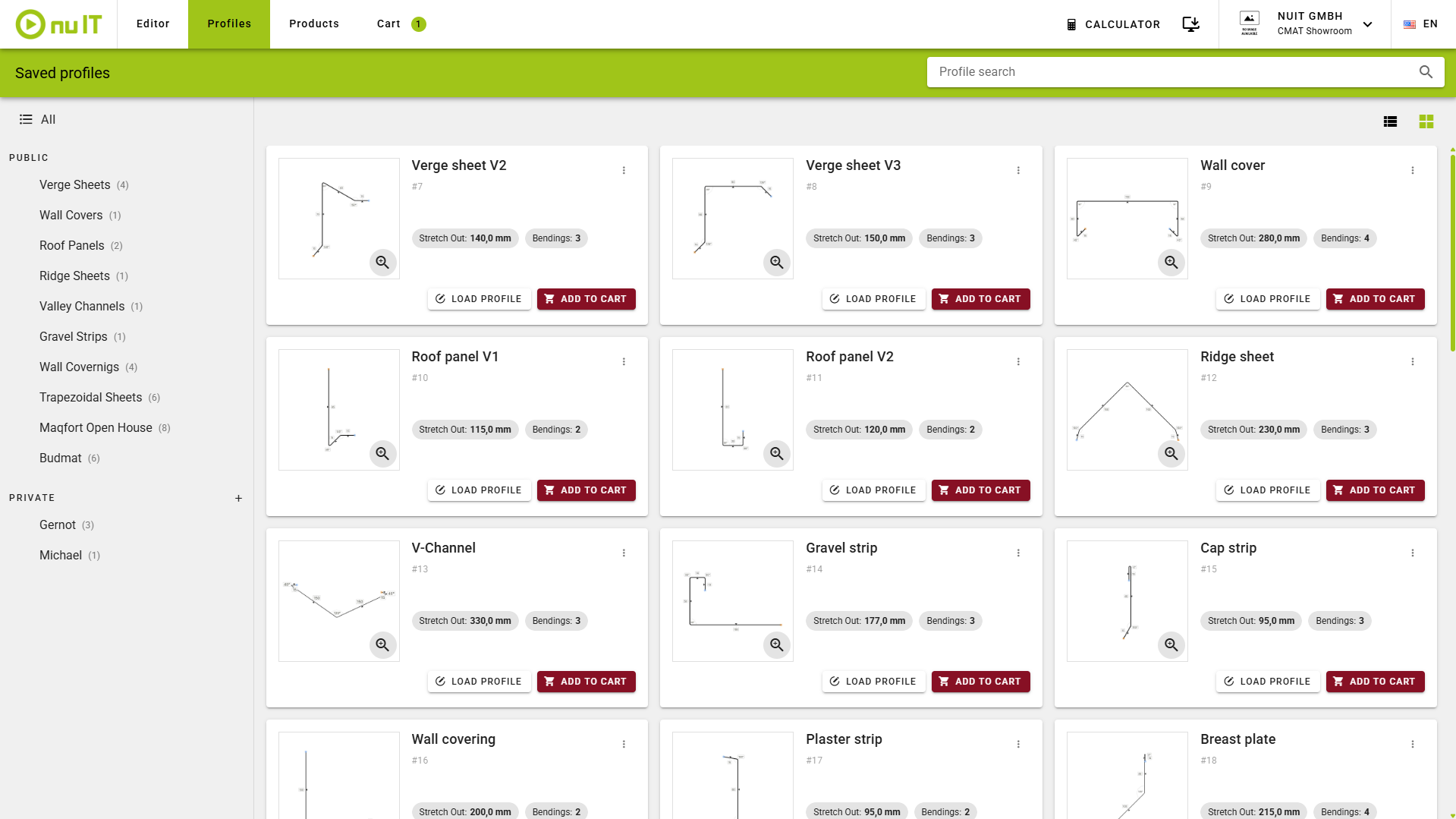 Webshop profile library