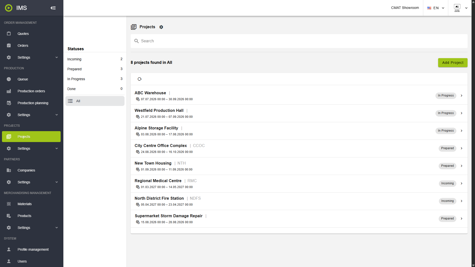 Order overview in nuIT