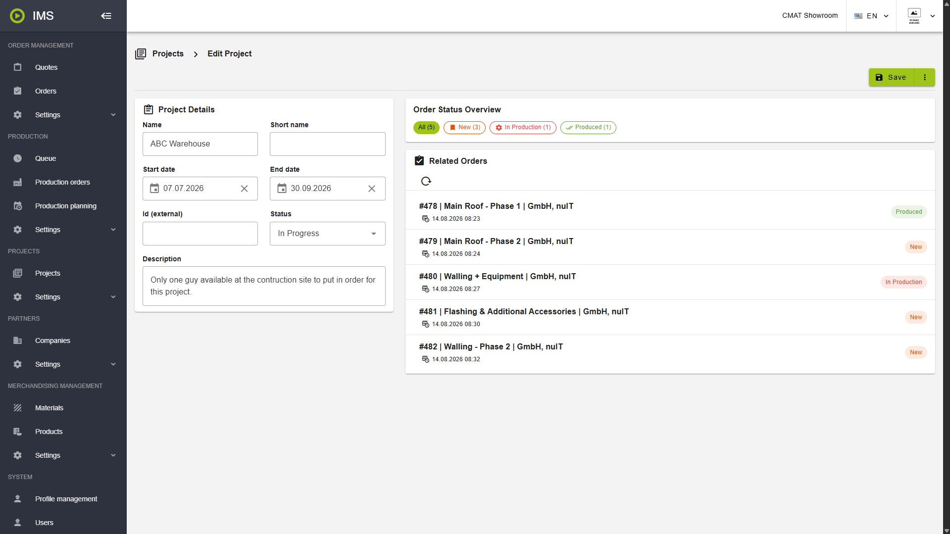 Order details with documents in nuIT